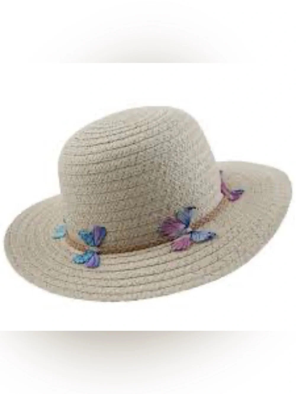 Girls Butterfly Short Brim Floppy Hat